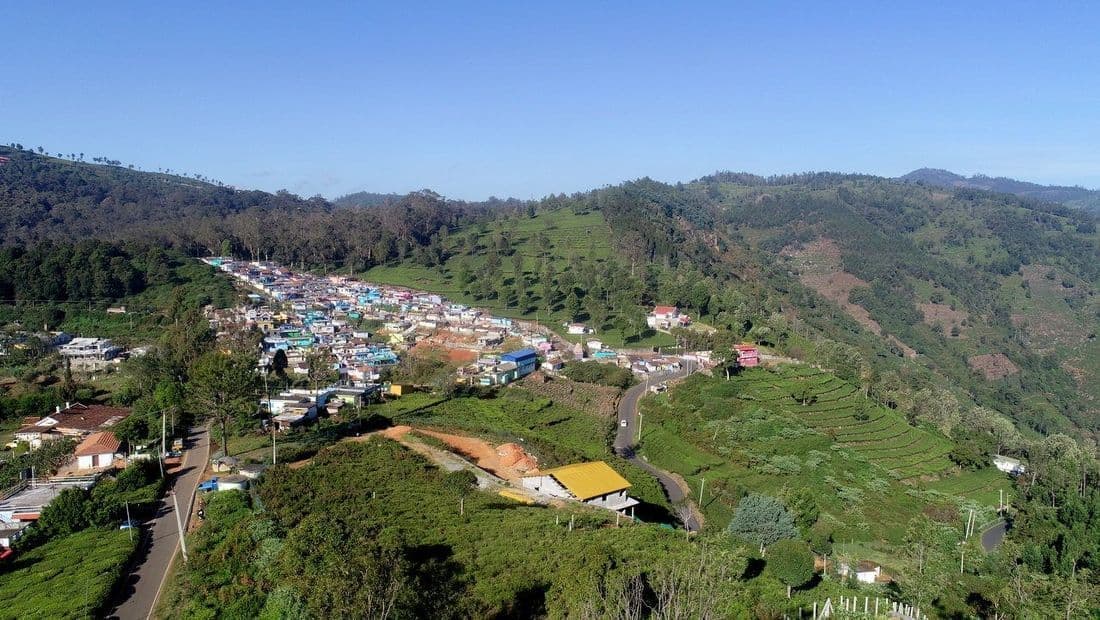 A view of Bellatimuttam village and the hills winding down to Halakarai valley